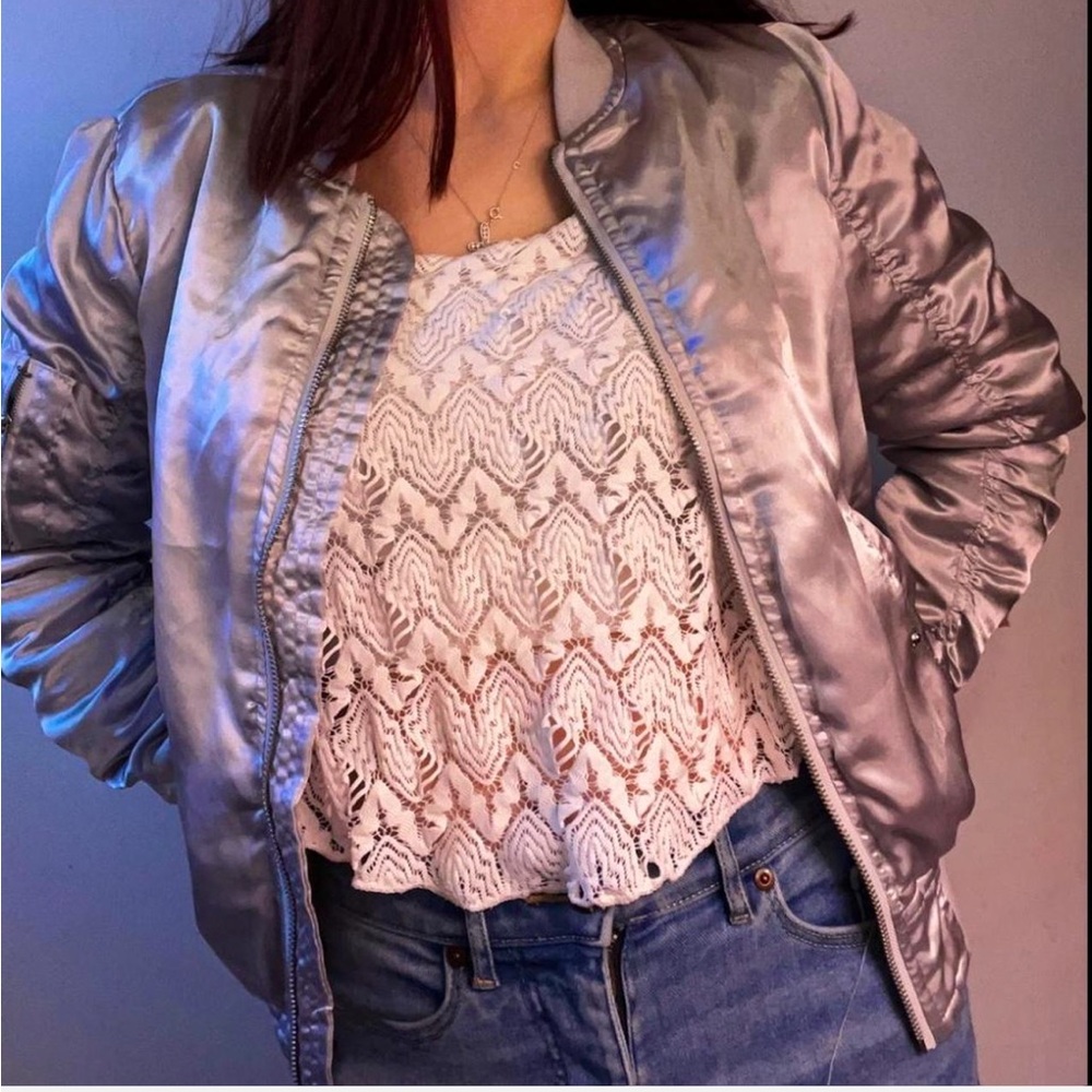 beauty school drop out chrome metallic puffer jacket | new look | size small